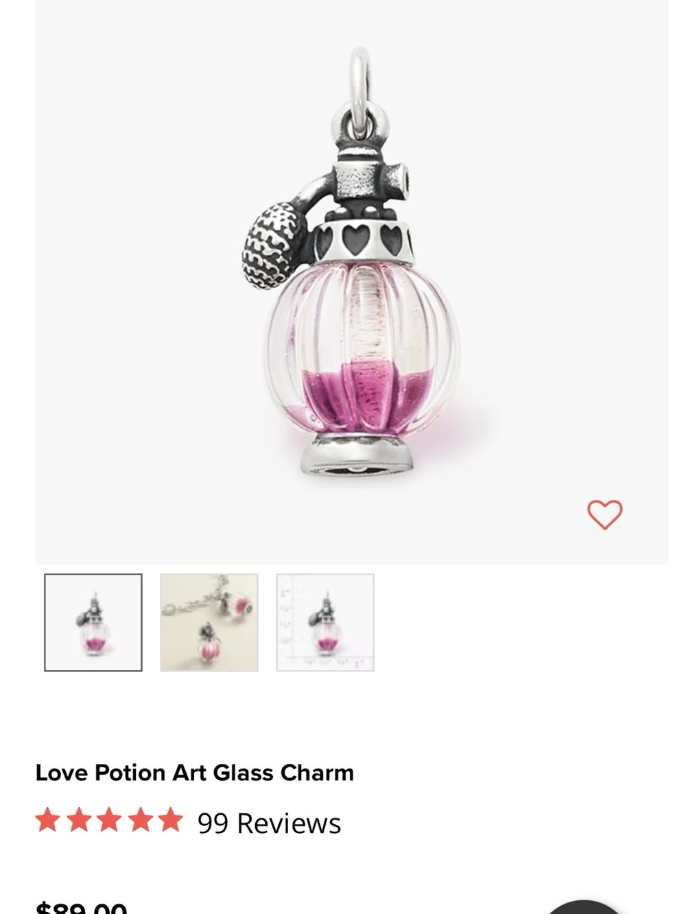 James Avery Pink and Silver Perfume Bottle Charm
